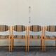 Suite of 4 chairs self beech brass and wool 1960