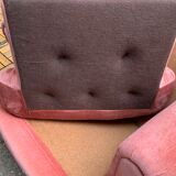 Pair of pink velvet toad armchairs, 1970s
