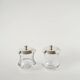 Pair of crystal and silver-plated condiment pots, Saint Hilaire, 1960.