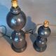 Pair of vintage beech wood lamps in black/grey lacquer.