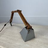 Lampe articulée constructiviste en bois et métal