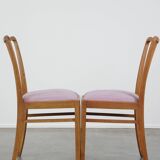 Set of 8 vintage Danish design dining chairs from the 1970s with light purple fabric seats
