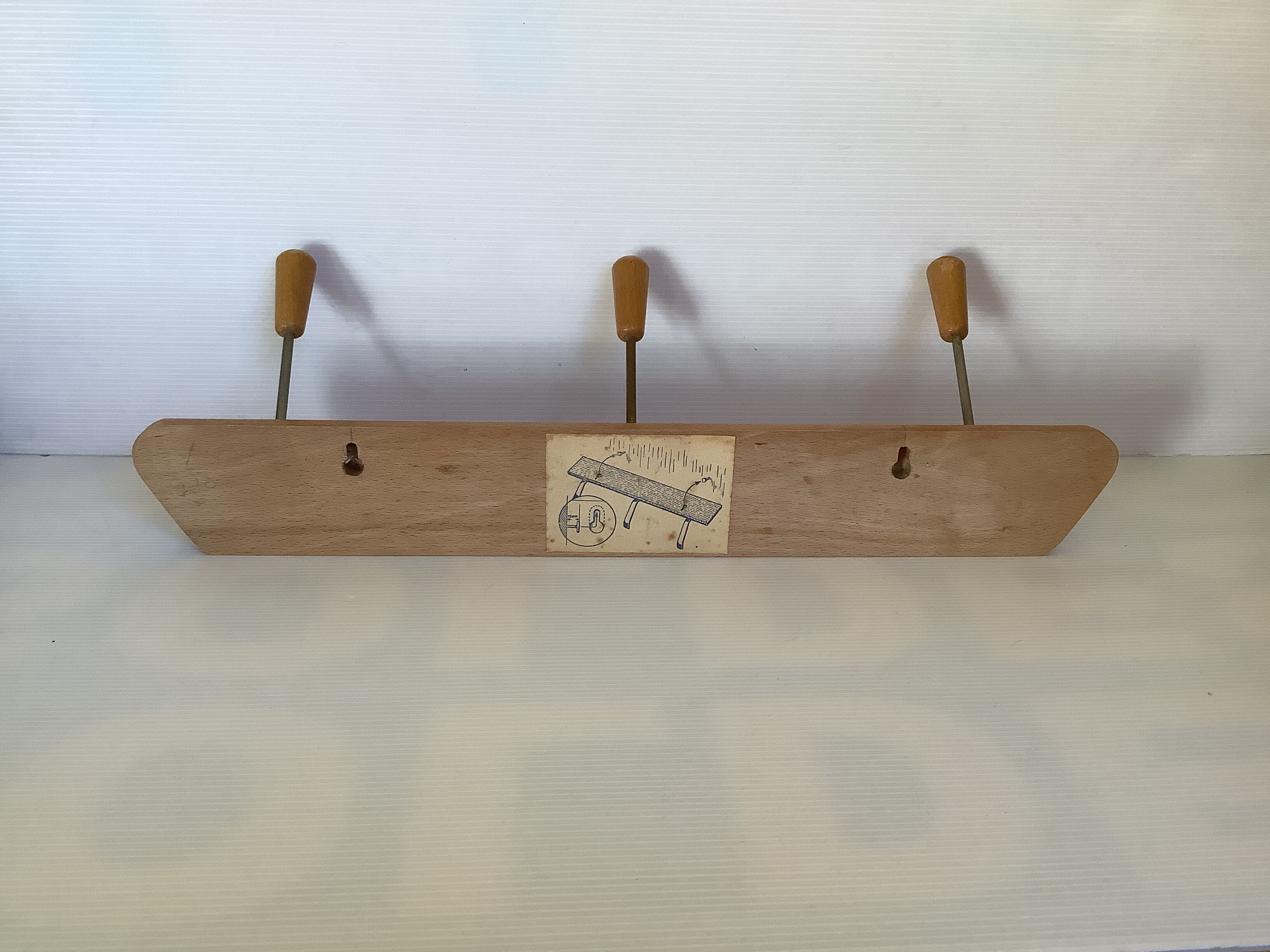 Wooden coat rack wall 3 hooks