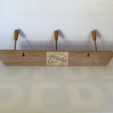 Wooden coat rack wall 3 hooks