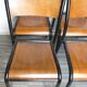 Lot of 4 adult school chairs, wood and black metal