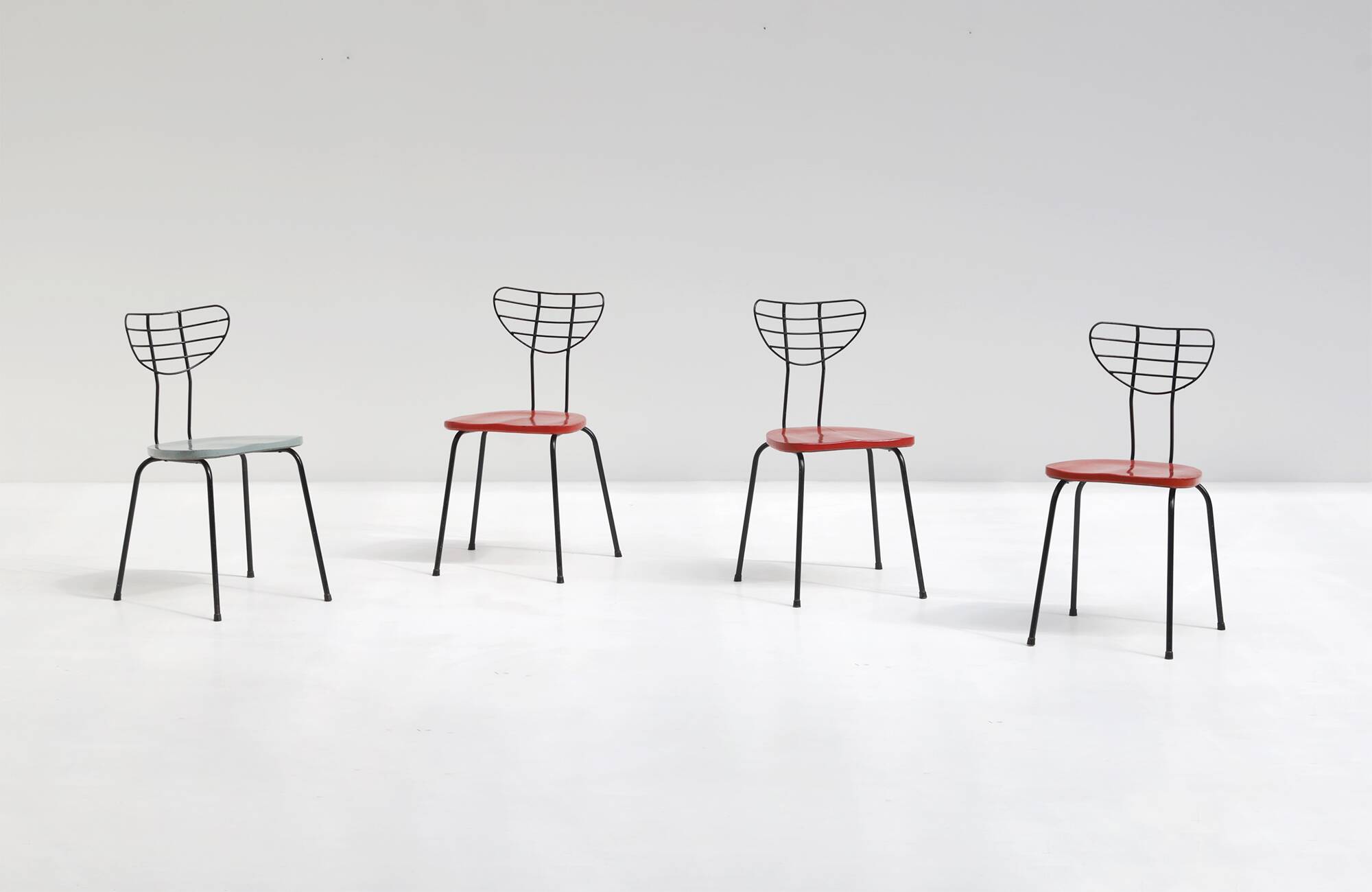 Set of 4 modernist mid-century radar chairs 1950s Belgium