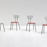 Set of 4 modernist mid-century radar chairs 1950s Belgium