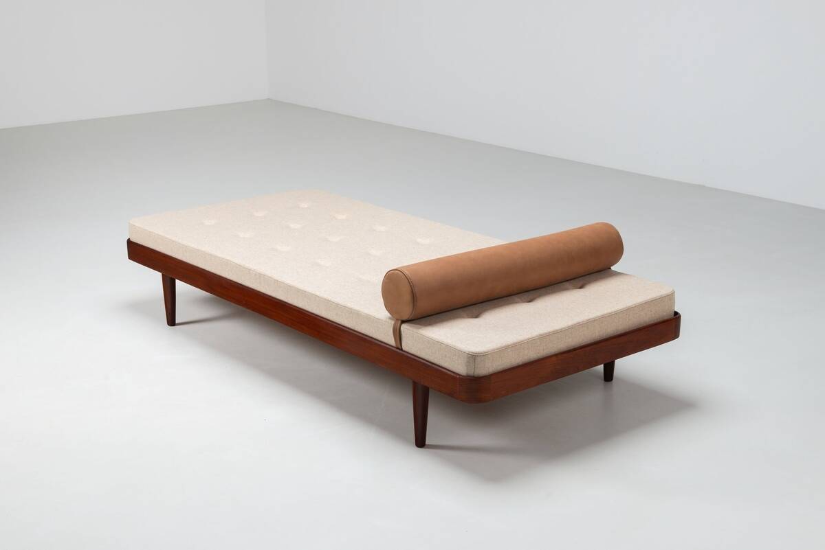 Danish daybed in teak and fabric, mid-century Denmark 1960
