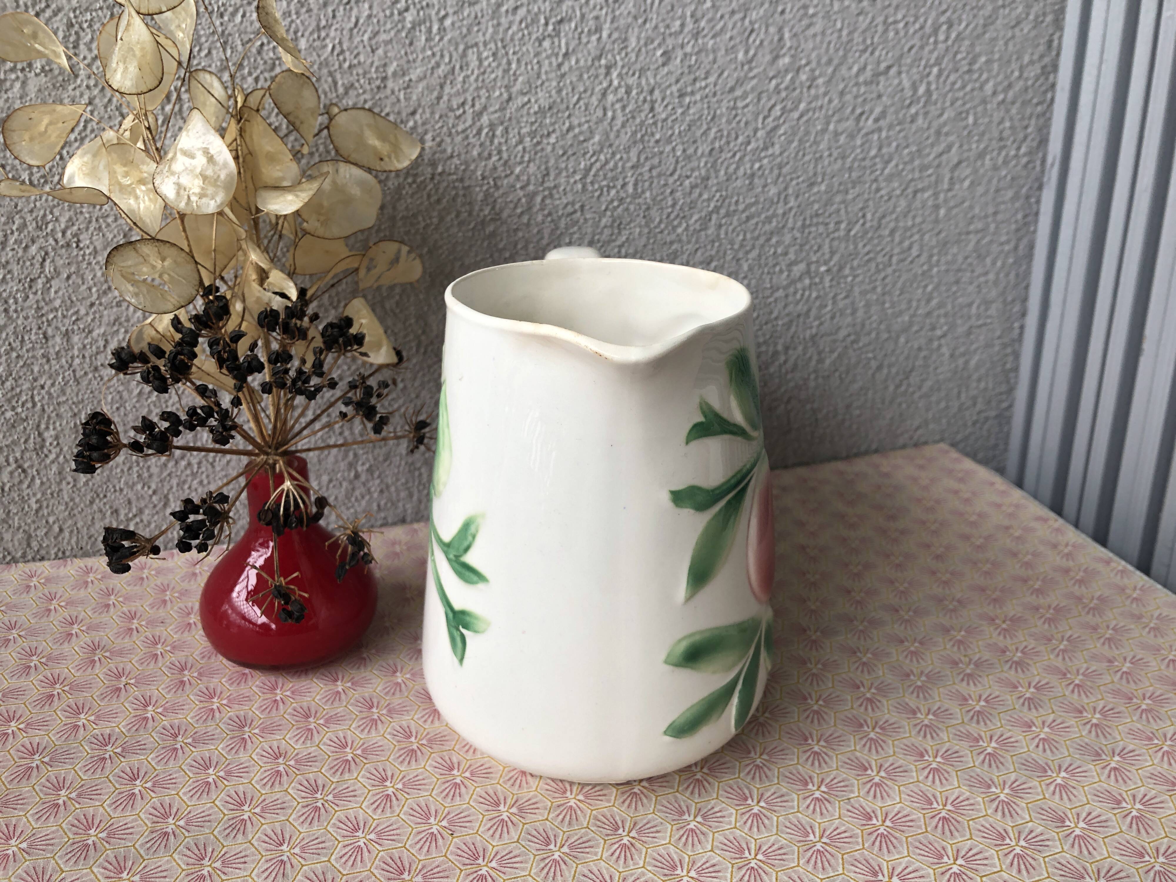 Antique Digoin Art Deco slip pitcher