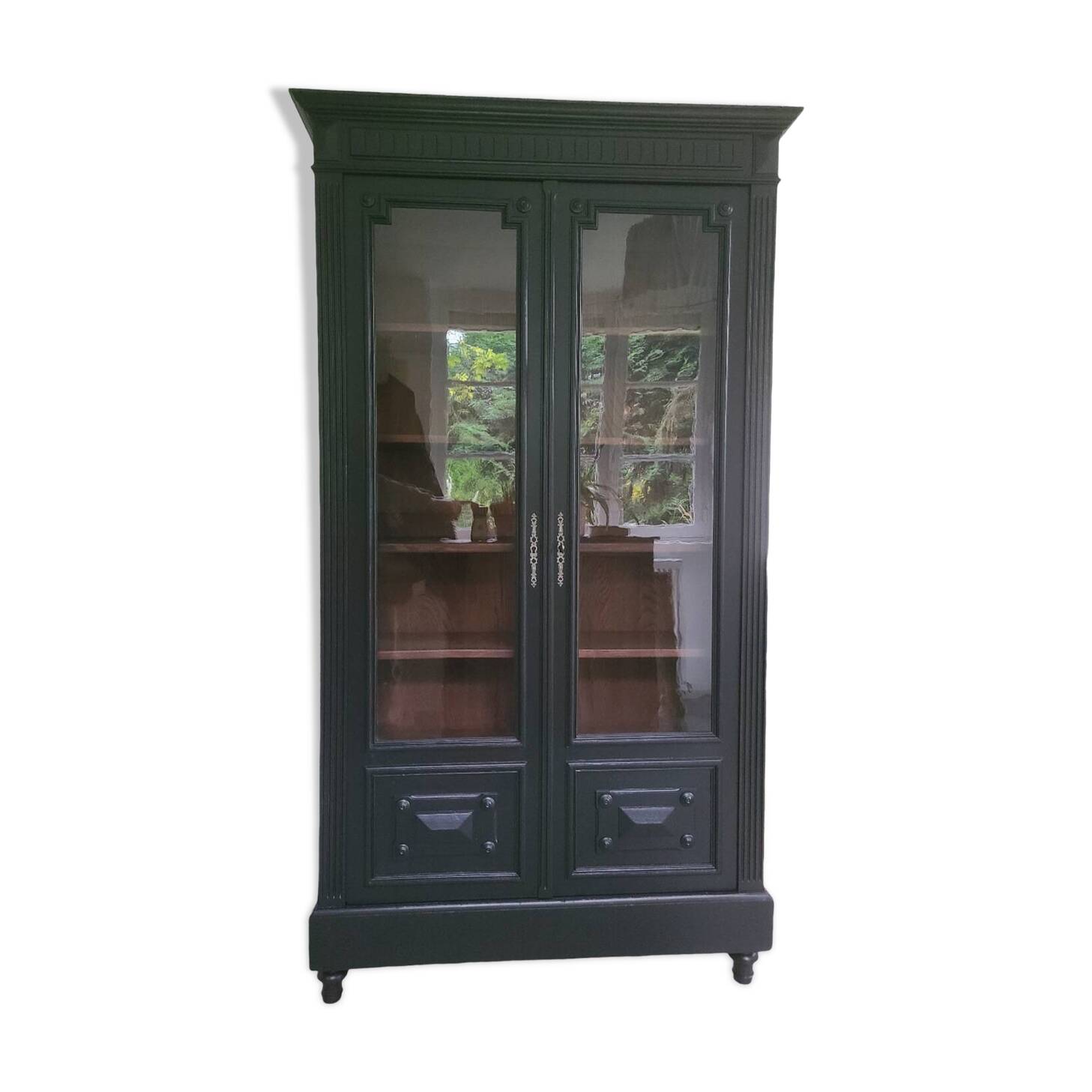 Old black Napoleon III display case, dresser, cabinet of curiosities, storage unit