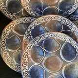 7 assiettes à huitres signées marie stuart roscoff