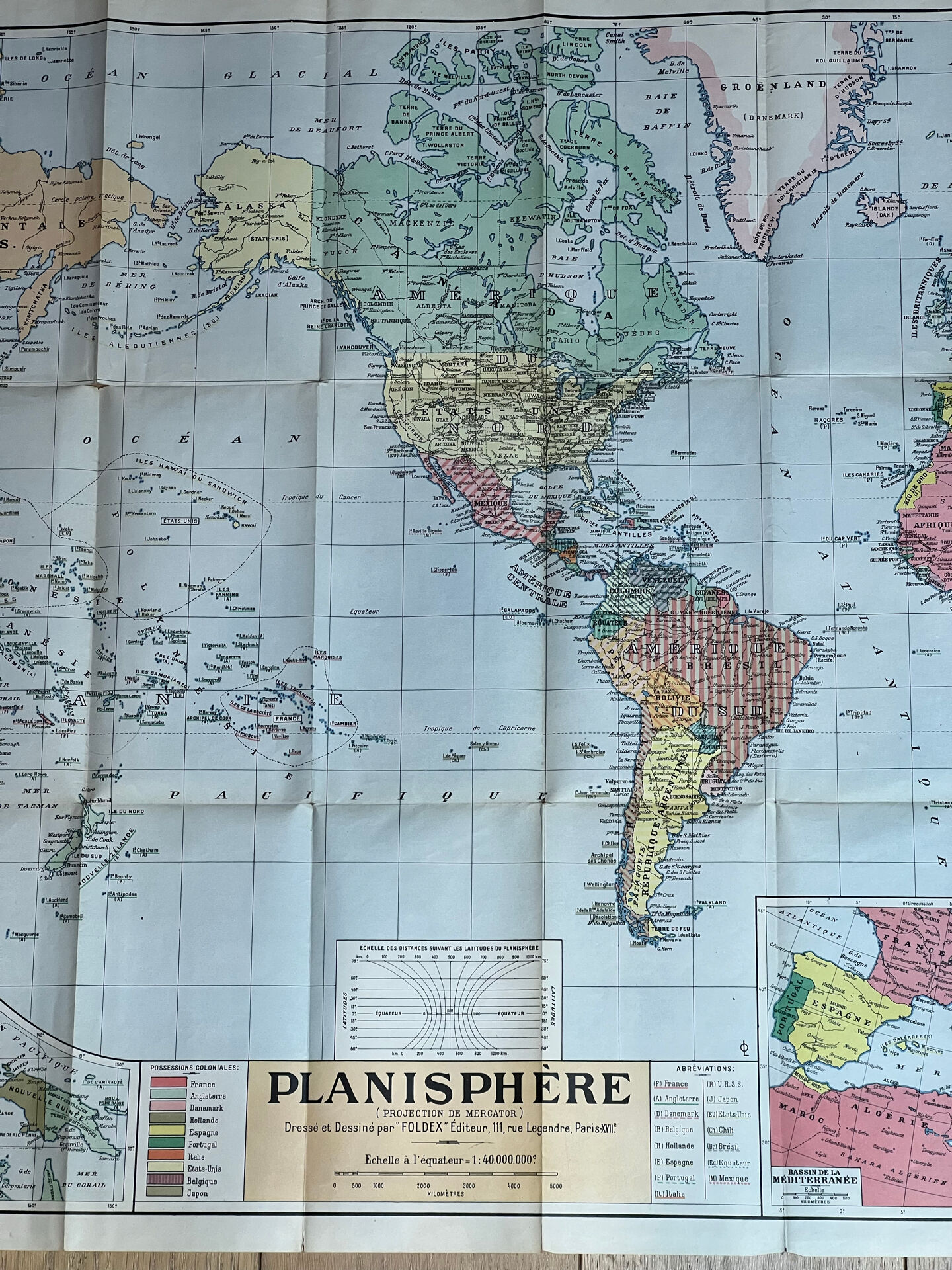 Very large world map 104x74cm