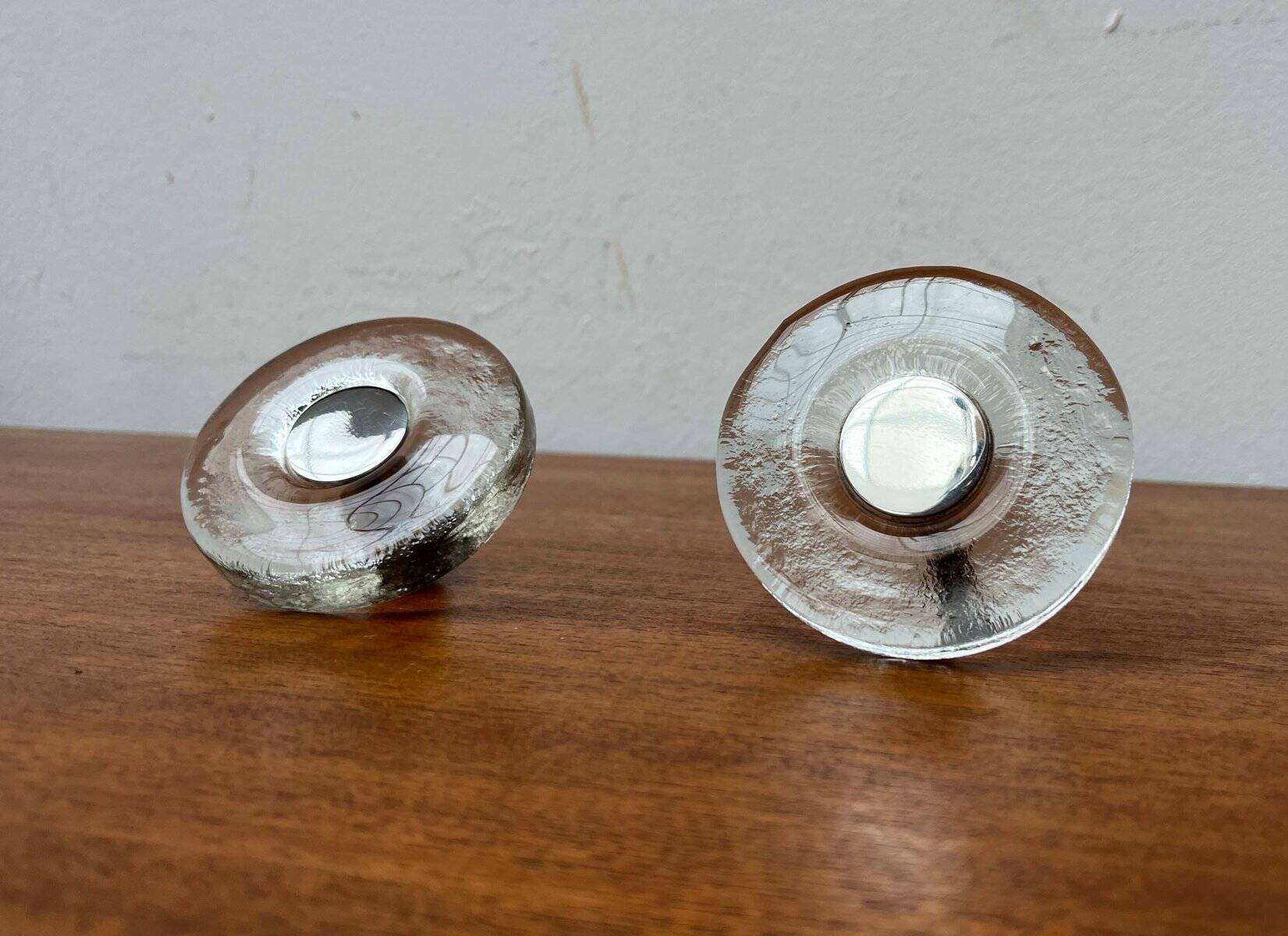 Mid-century modern glass and metal door handle from the space age, Germany, 1960s.