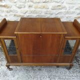 Bar cabinet on casters in walnut