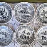 Set of 6 dessert plates "rébus" in Gien earthenware