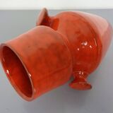 Italian orange ceramic studio vase with handle, 1970s