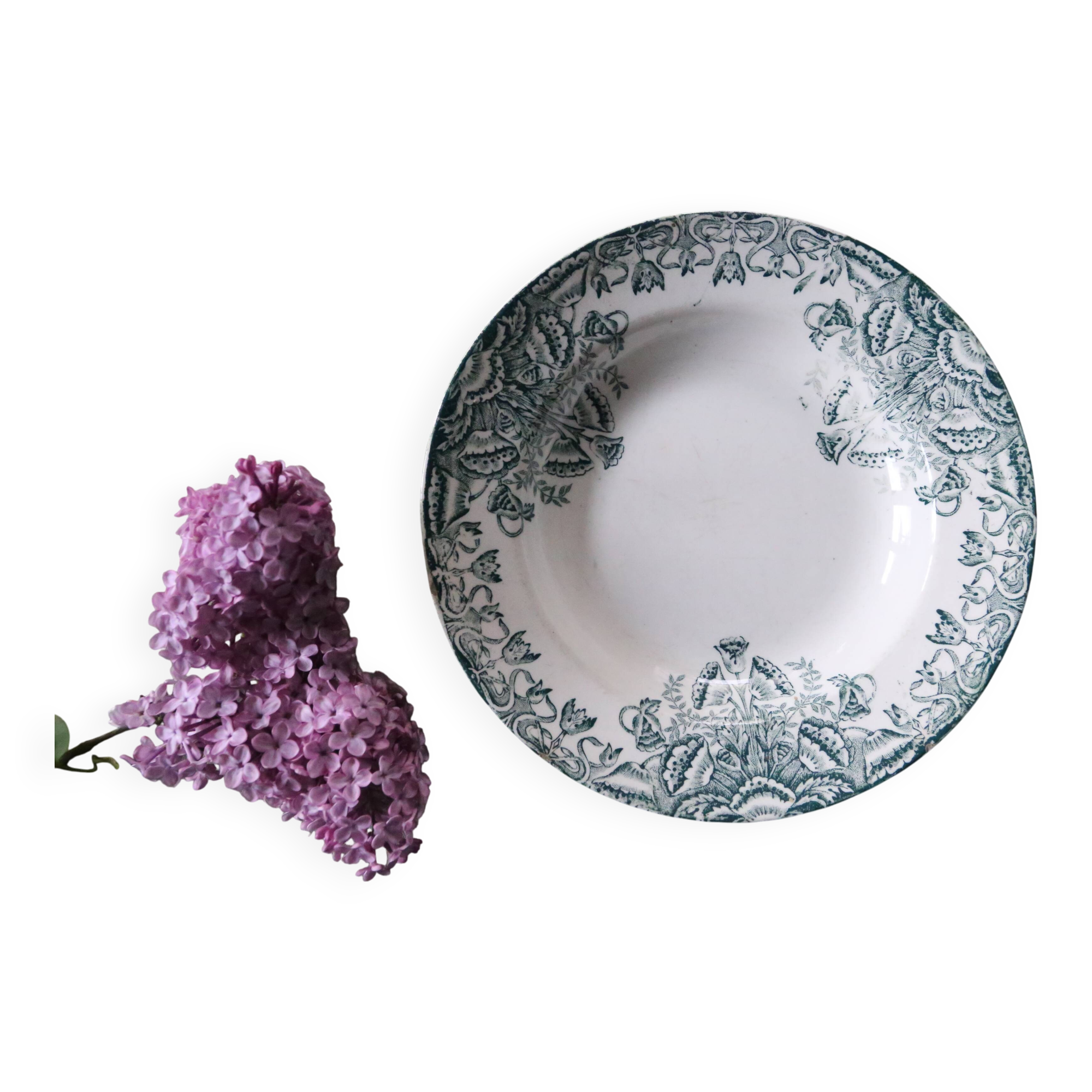 Lebacqz & M. Bouchard ironstone deep plate FLORAL model