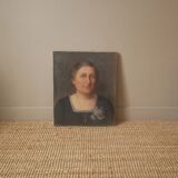 Painting portrait oil on canvas decoration country chic woman painted face bohemian flea market spirit