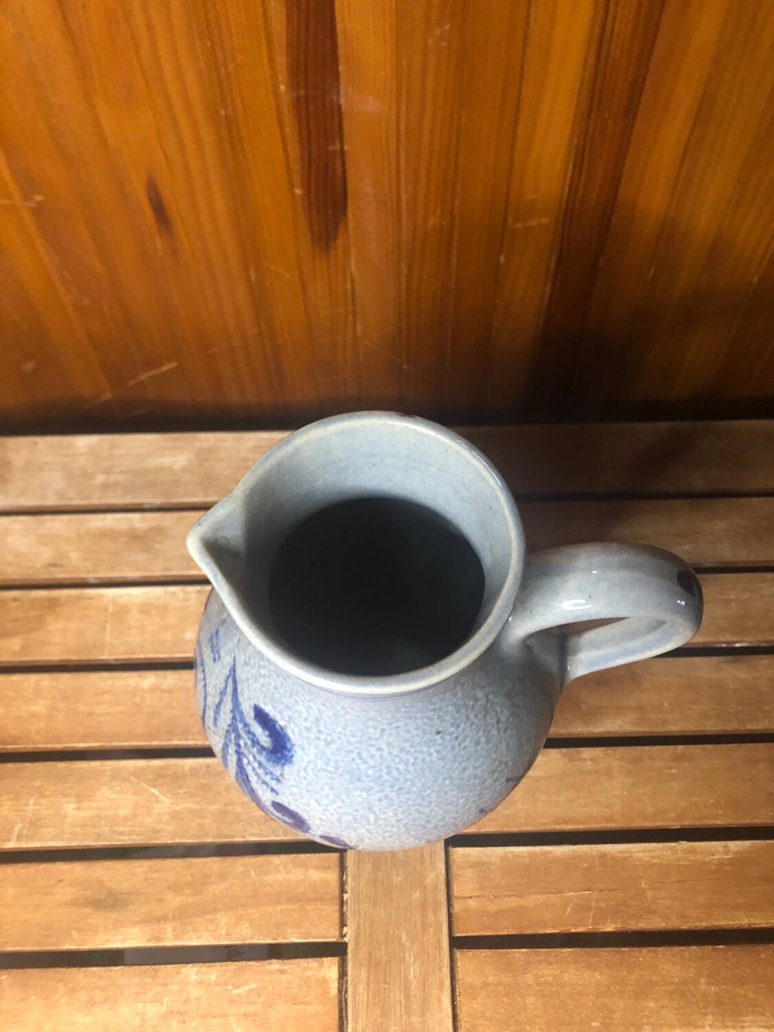Old Blue Ceramic Pitcher Vintage Blue Decor