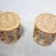 Table d'appoint vintage en rotin et cannage
