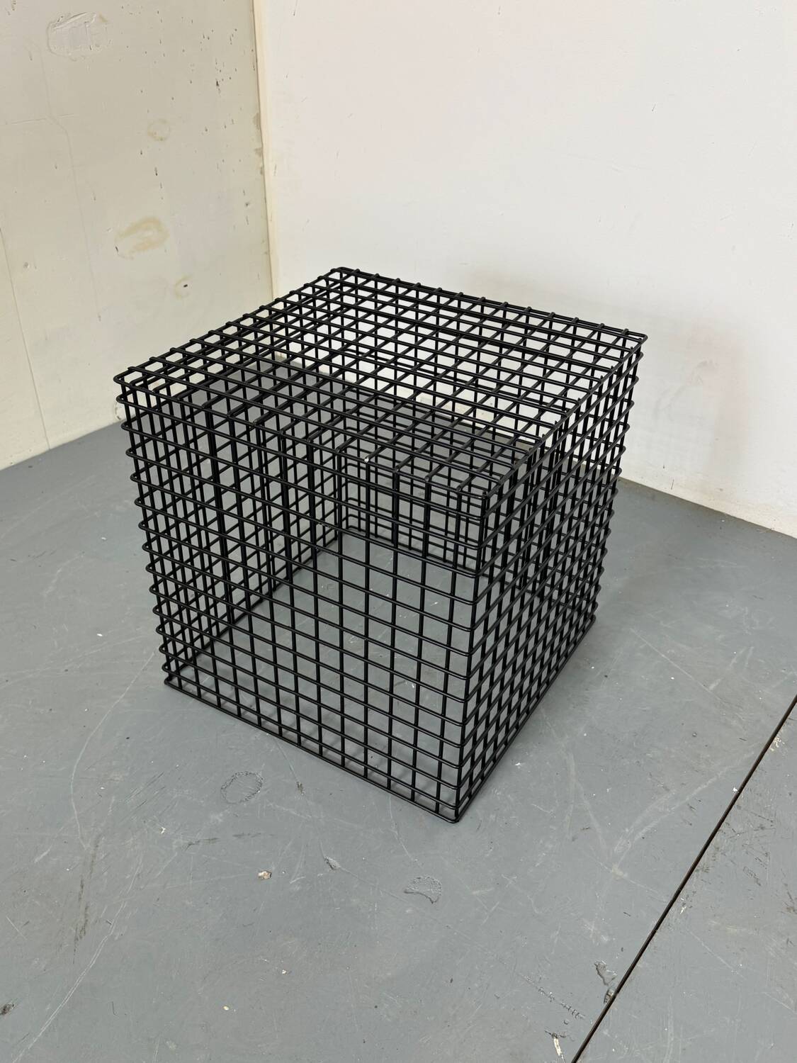 Modernist Steel Cubist Side Table, 1980s