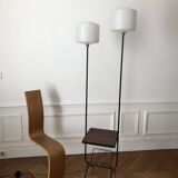 1950s-60s floor lamp with 2 lights - shelf - magazine holder