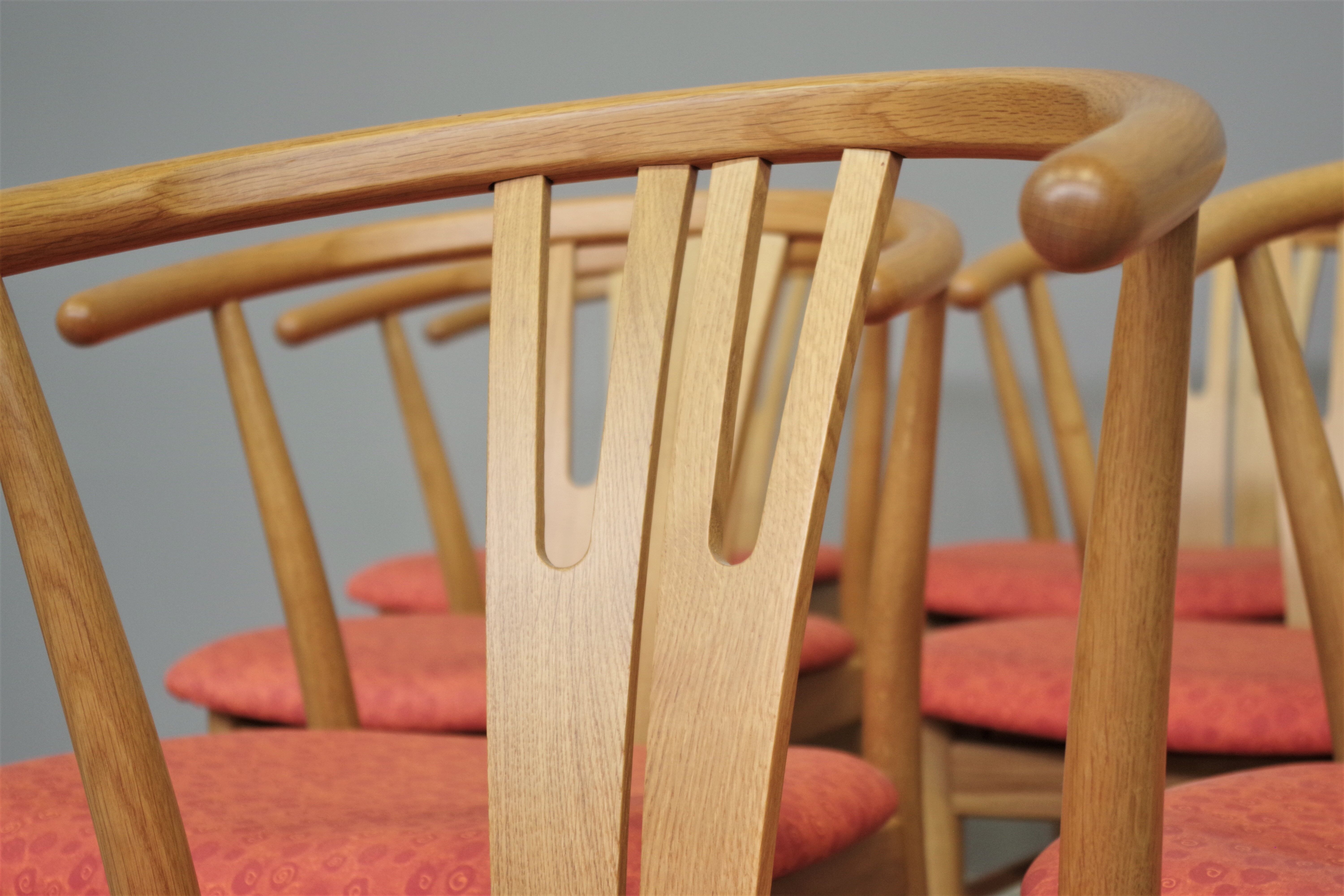 Set of 11 modern curved wood oak chairs