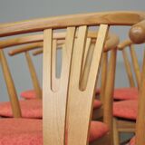 Set of 11 modern curved wood oak chairs