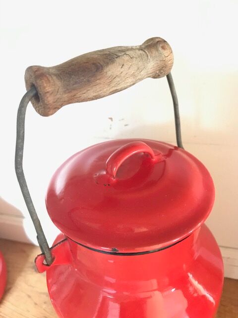 Vintage enamelled milk pot