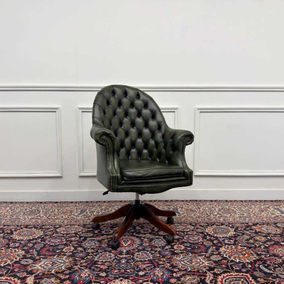 Classic English Chesterfield Director Chair Green