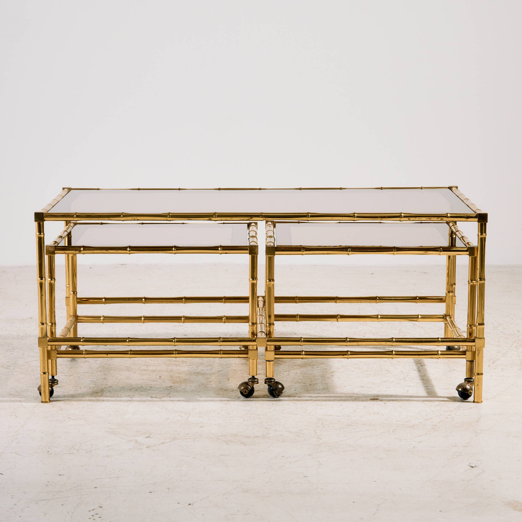 Brass coffee table, set of 3