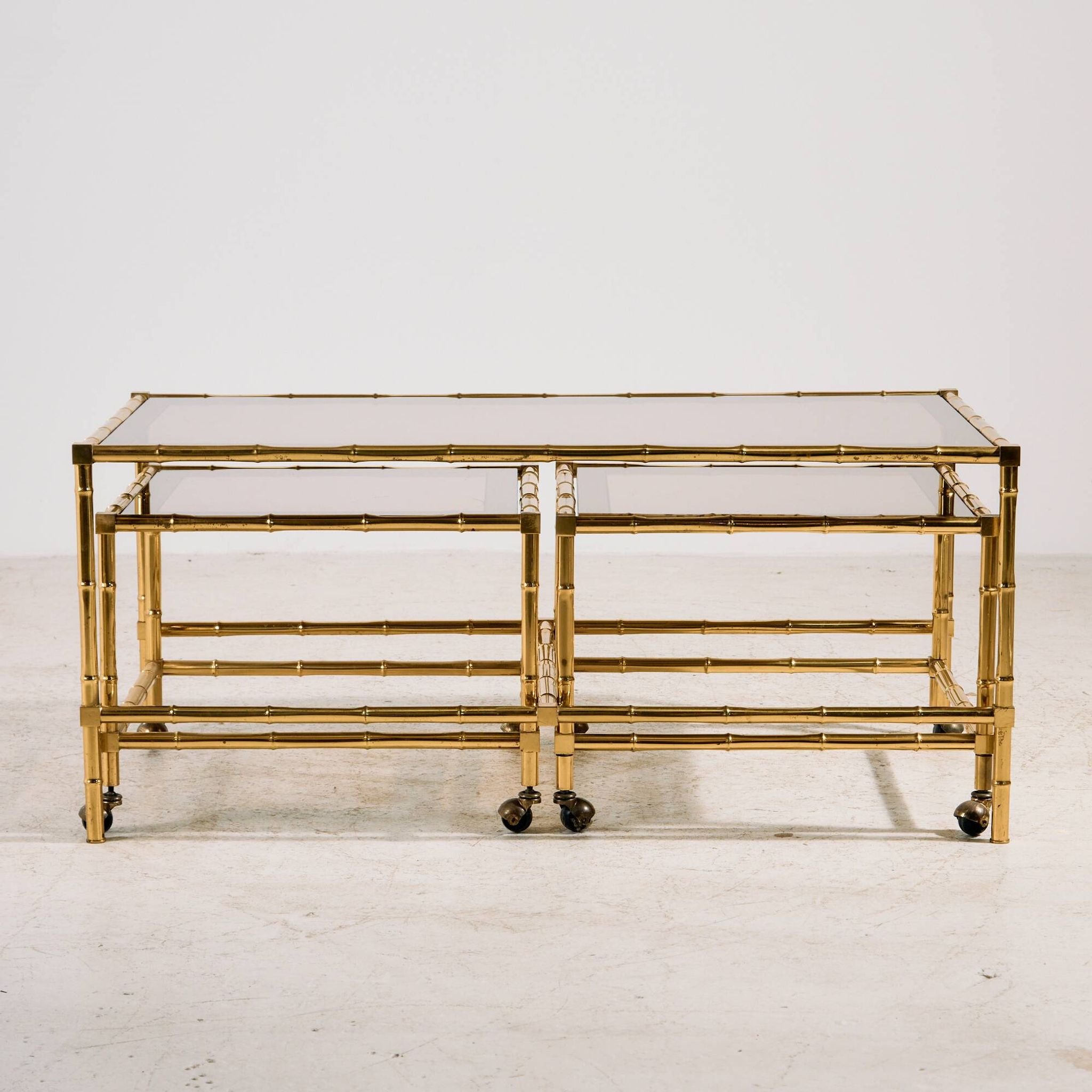 Brass coffee table, set of 3