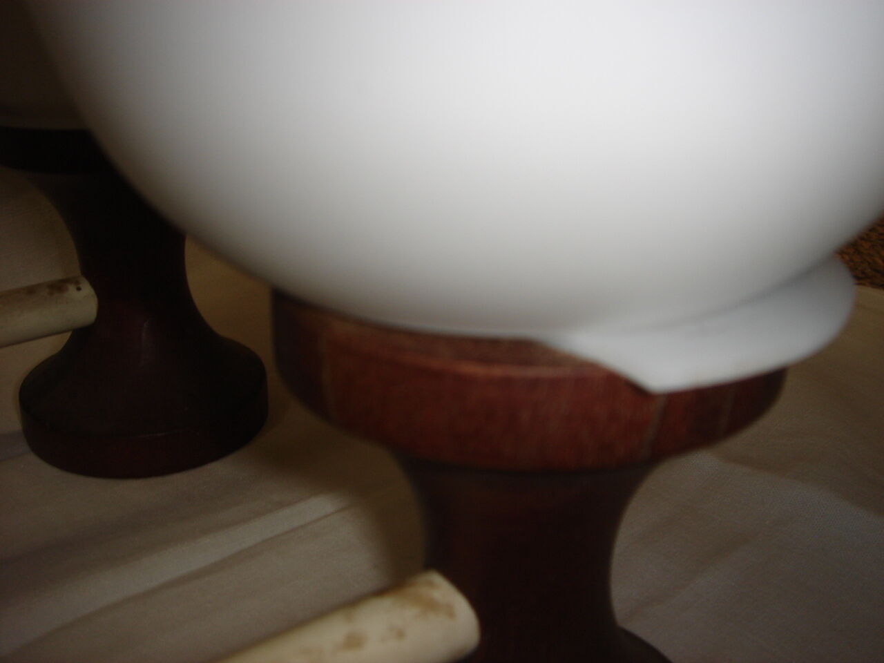 Scandinavian teak chandelier white opaline 1950