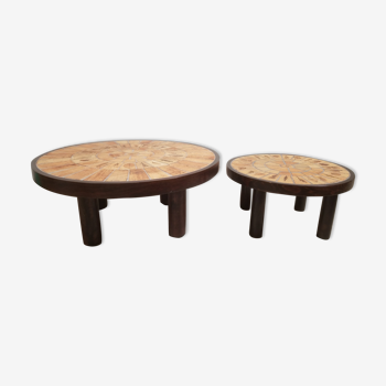 Duo coffee tables Roger Capron model Garrigue