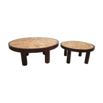 Duo coffee tables Roger Capron model Garrigue