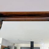 Large wooden wall mirror - wavy carving and natural patina