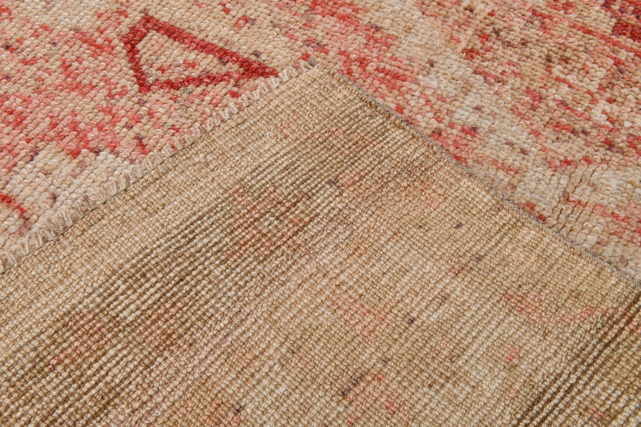 Geometric handmade oushak rug 226x121cm