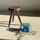 Brown solid wood stool seated circular dug