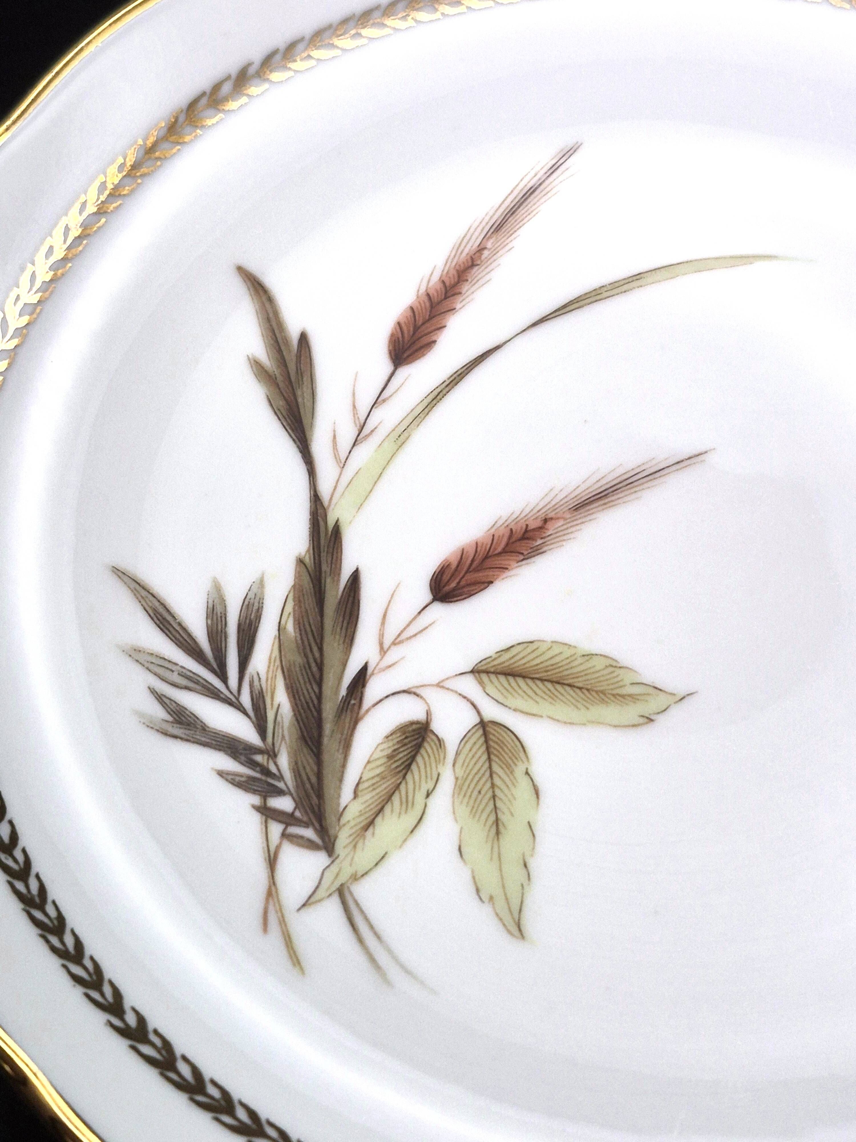 Set of 8 vintage dessert plates in porcelain – Wheat Ear pattern