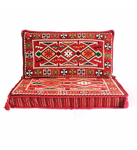 Red Bohemian Majlis Sofa, Floor Seating Sofa