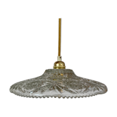 Suspension abat-jour vintage en verre moulé - collection vaisselle -