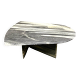 Large vintage unique marble table with zig zag base, France, 1980s