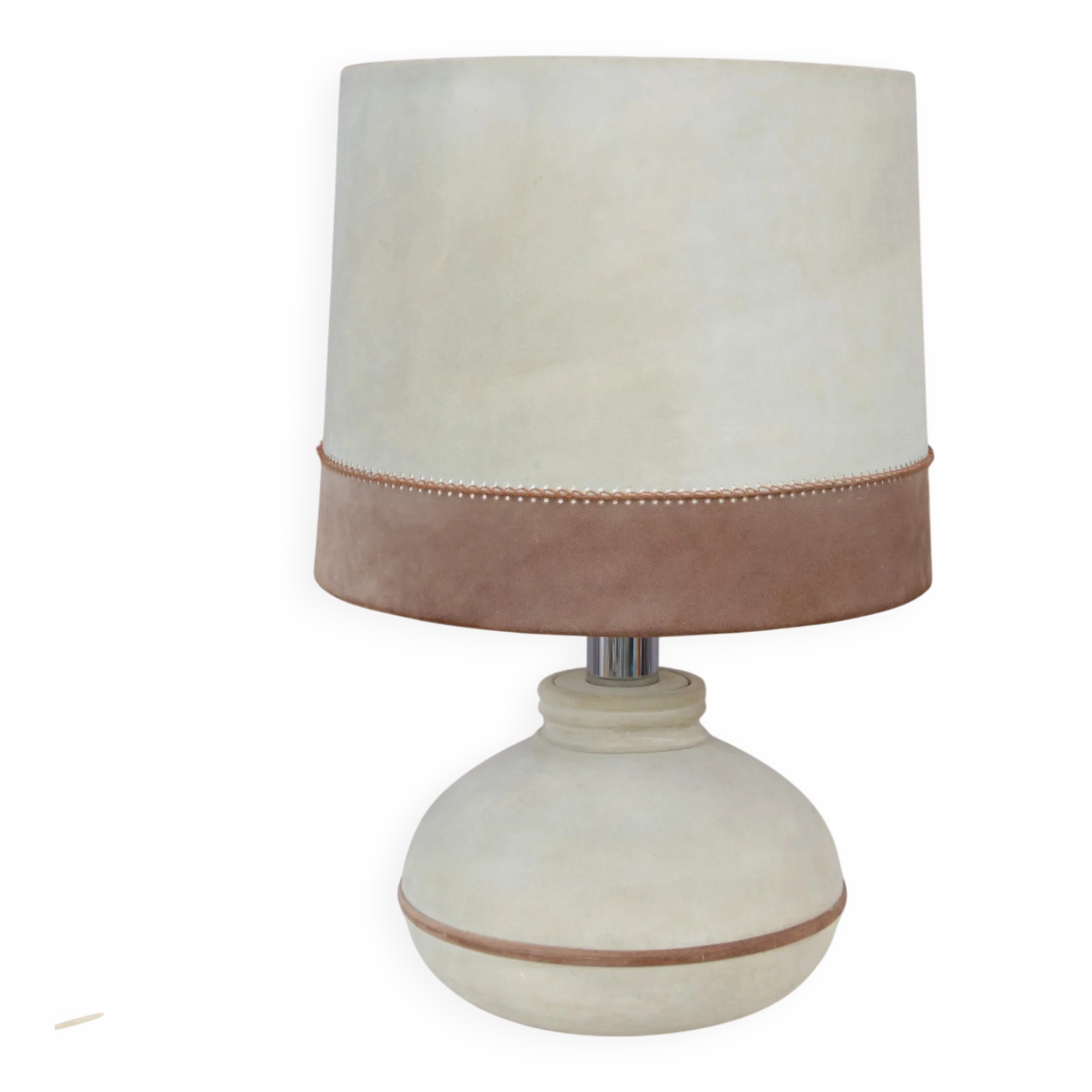 1970s suede upholstered table lamp / France