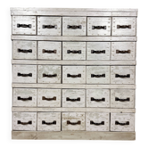Old light grey workshop drawer cabinet with 25 drawers