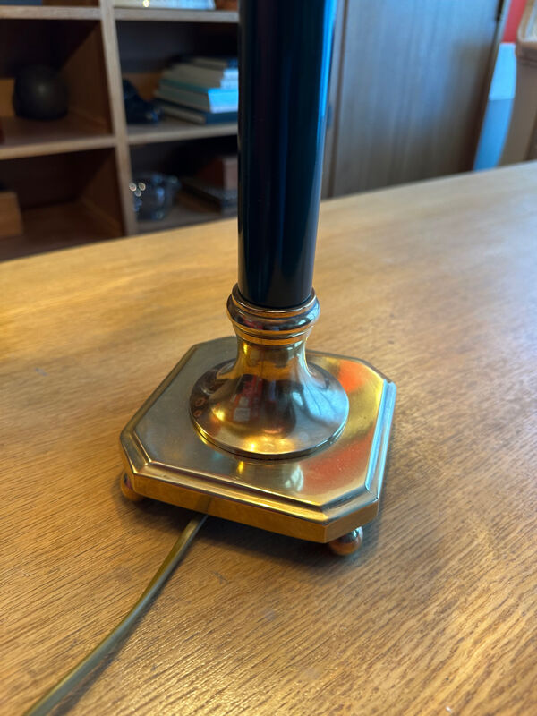 Grande lampe Bouillotte Empire en Laiton et Tôle Laquée Restaurée - H6