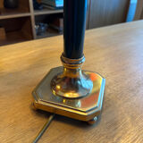 Large Empire Bouillotte Lamp in Brass and Lacquered Sheet Metal Restored - H6