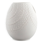 Biscuit porcelain vase by Kaiser, relief decoration, op art design.