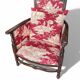 Antique armchair from around 1900, solid wood – red toile de Jouy.