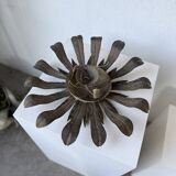 Ceiling or wall light with sun motif, brass, 1950s