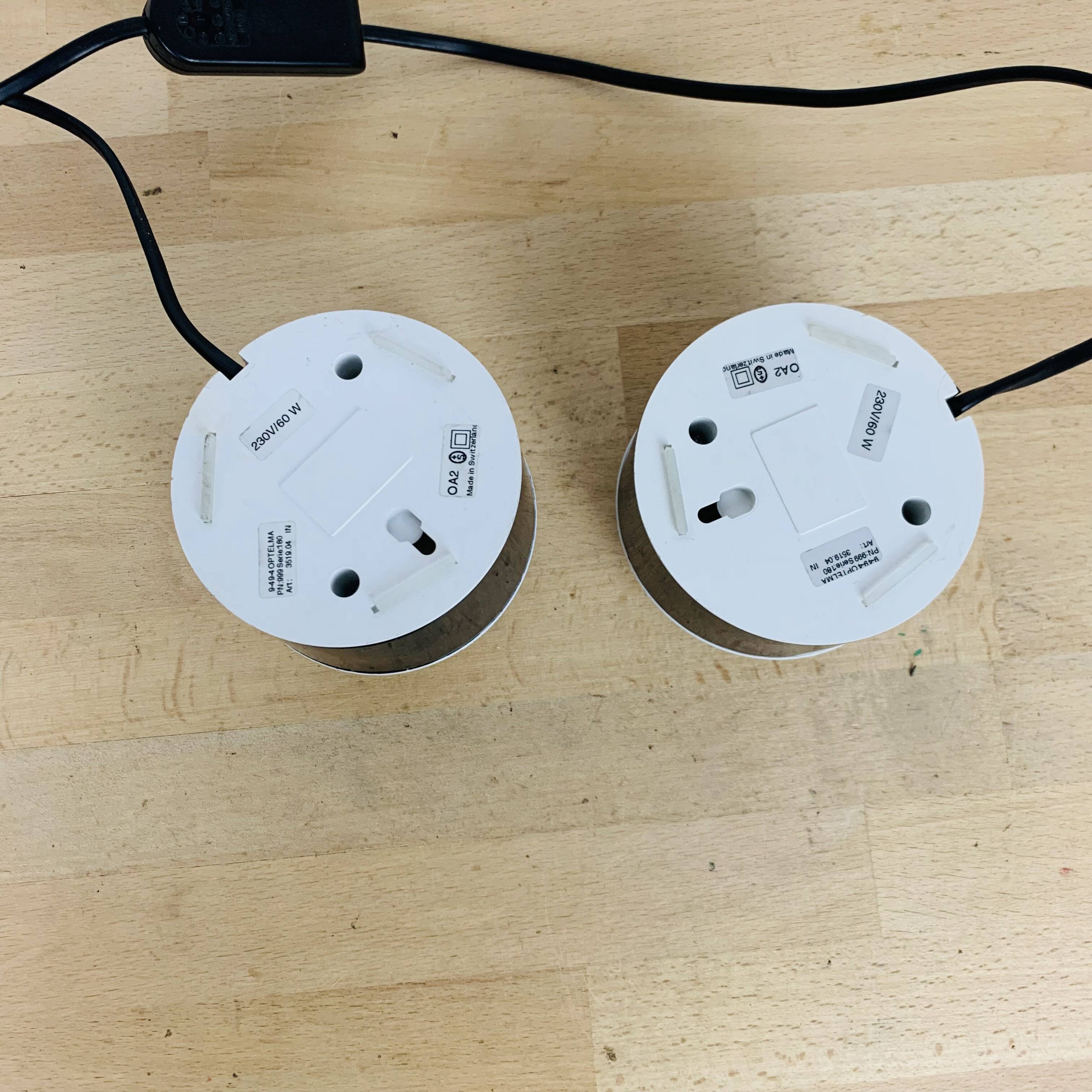 Pair of 70s space age mushroom lamps, Optelma